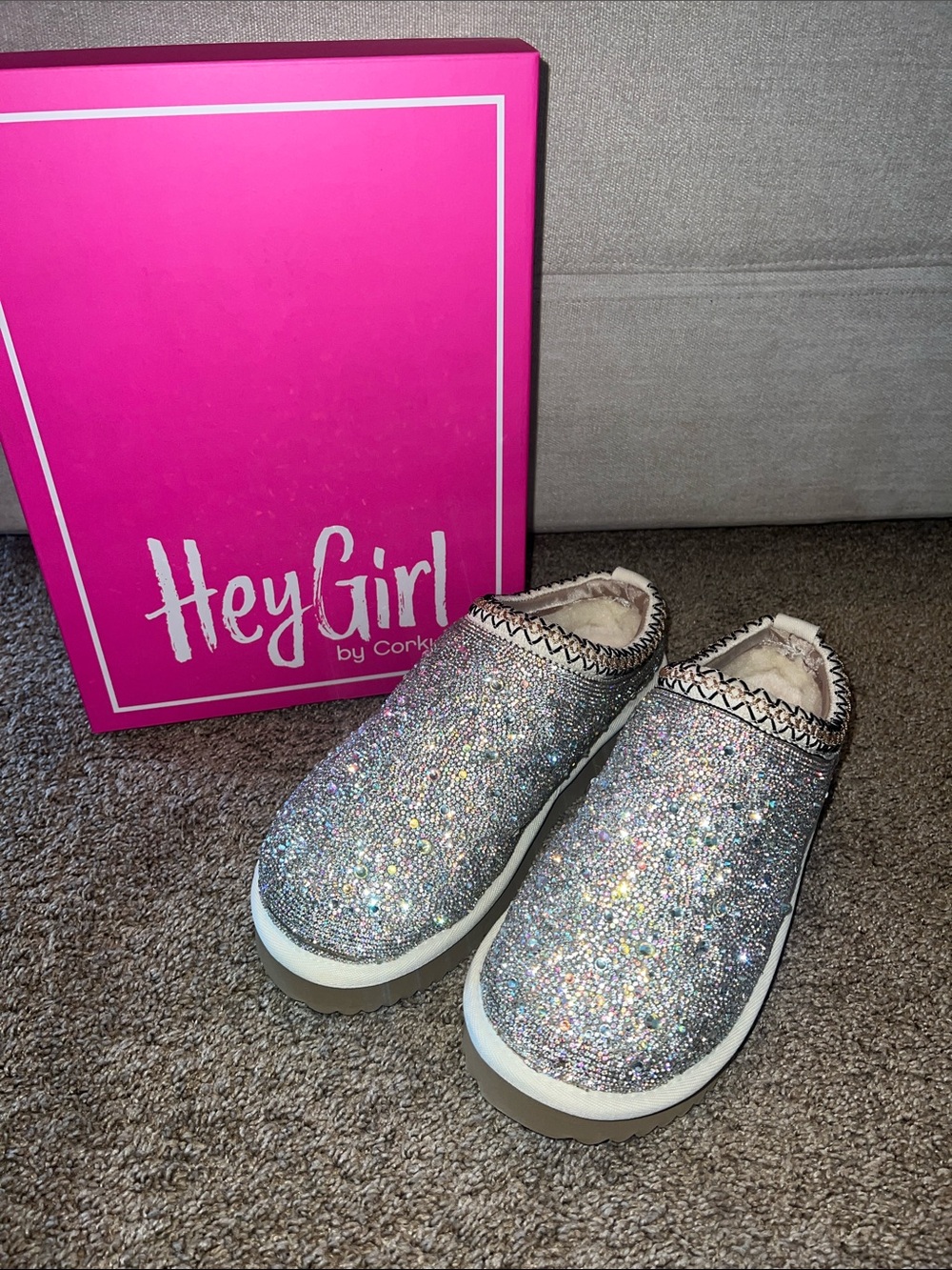 Hey Girl by Corkys Glitter Sleepyhead Fur Lined Shoe